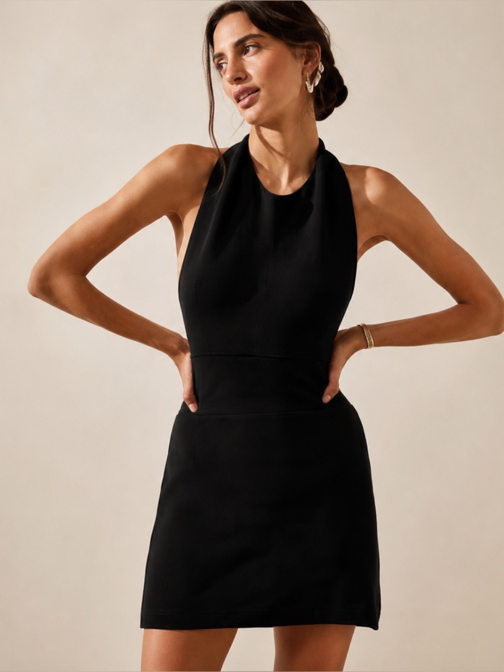 NWT Free People Beach Orchid Convertible Low-Back Sweater Mini Dress Black Large